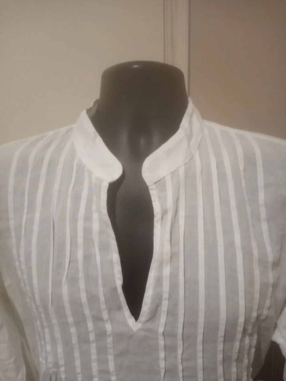 New Lauren Ralph Lauren Woman Blouse Large L White Gauze Pintuck Tunic Top Split - Picture 7 of 13